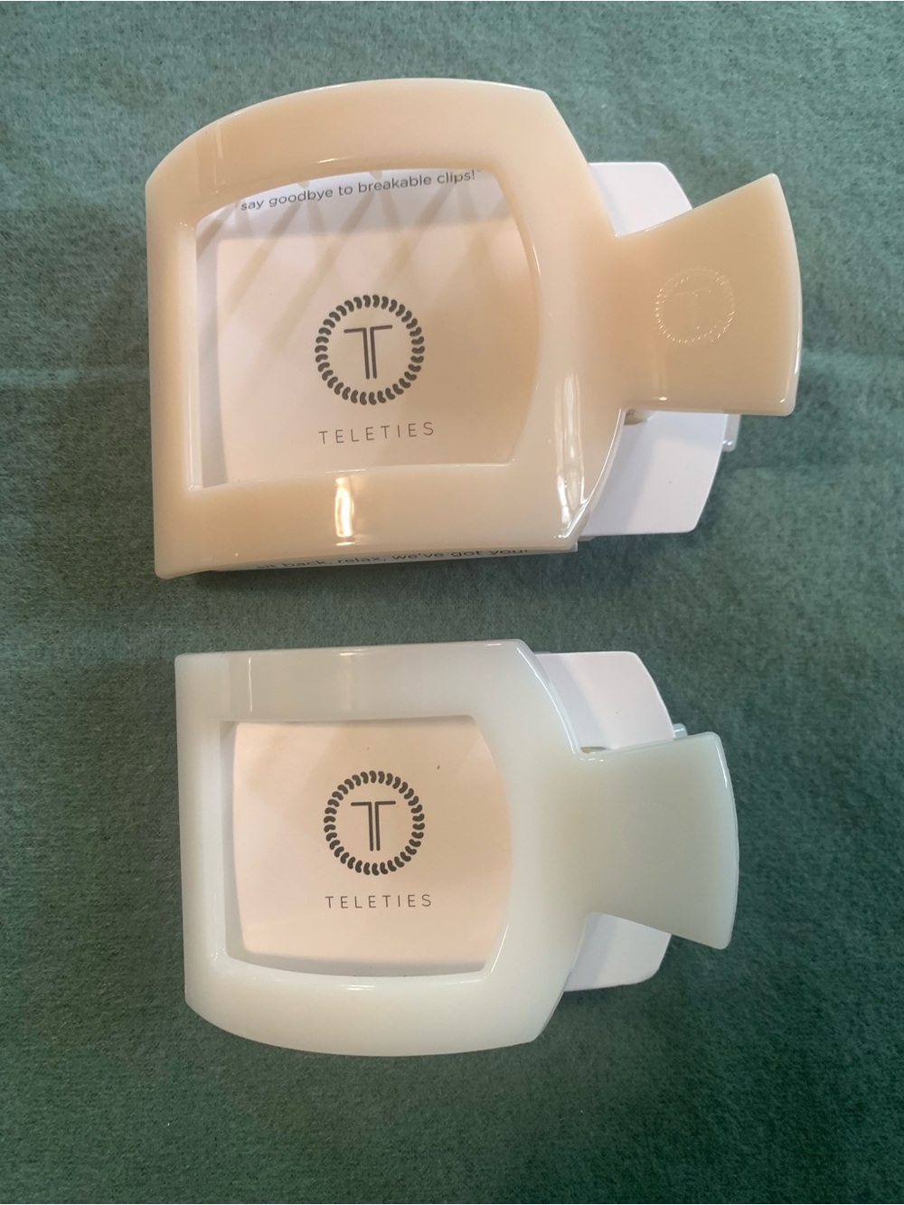 Teleties Cream Oversized Claw Clips - 2 Pack